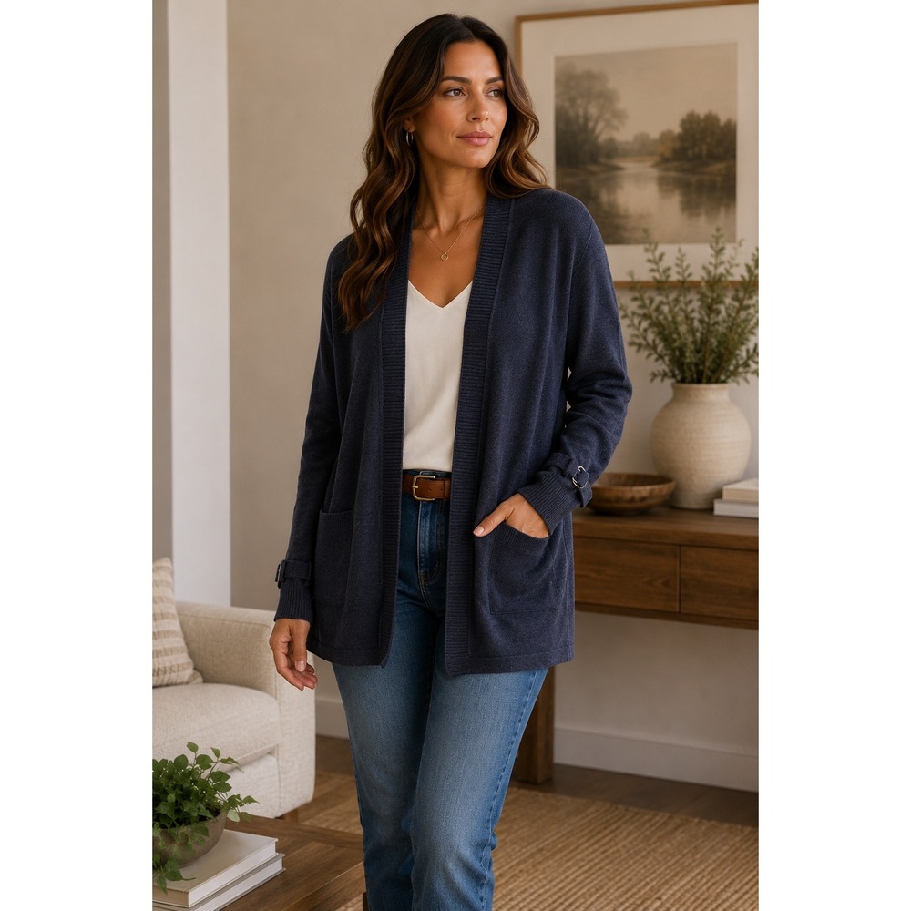 Skies Are Blue Cardigan Women S Navy Blue Coastal‎ Grandma Preppy Minimalism
